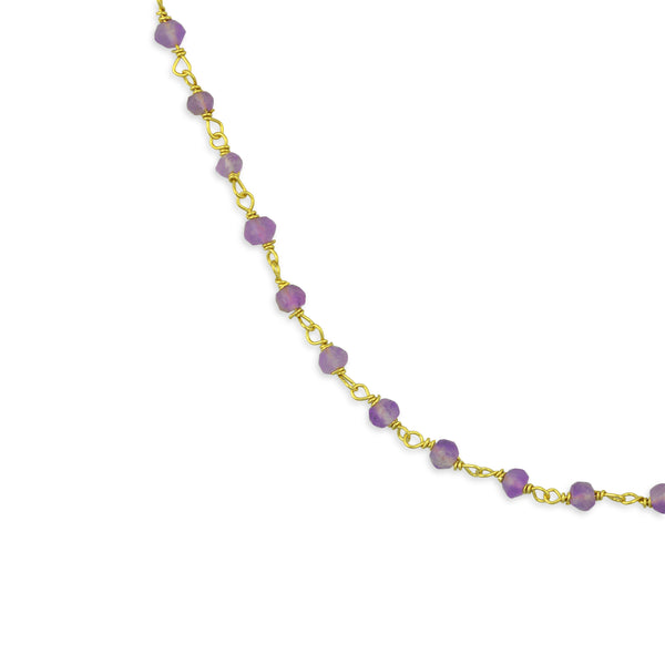 Rosario Gem necklace Κολιέ ροζάριο με ημιπολύτιμη πέτρα (amethyst-goldplated silver) No2