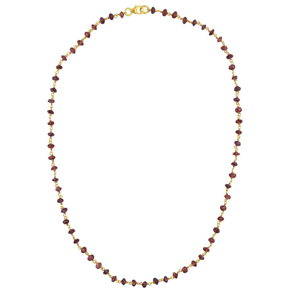 Rosario Gem necklace Κολιέ ροζάριο με ημιπολύτιμη πέτρα (garnet-goldplated silver) No1