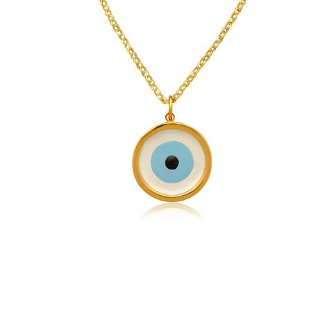 Blue Eyed Vision Κολιέ αλυσίδα μάτι από επιχρυσομένο ασήμι 925° με χρώμα Νο1