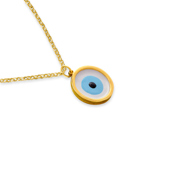 Blue Eyed Vision Κολιέ αλυσίδα μάτι από επιχρυσομένο ασήμι 925° με χρώμα Νο2