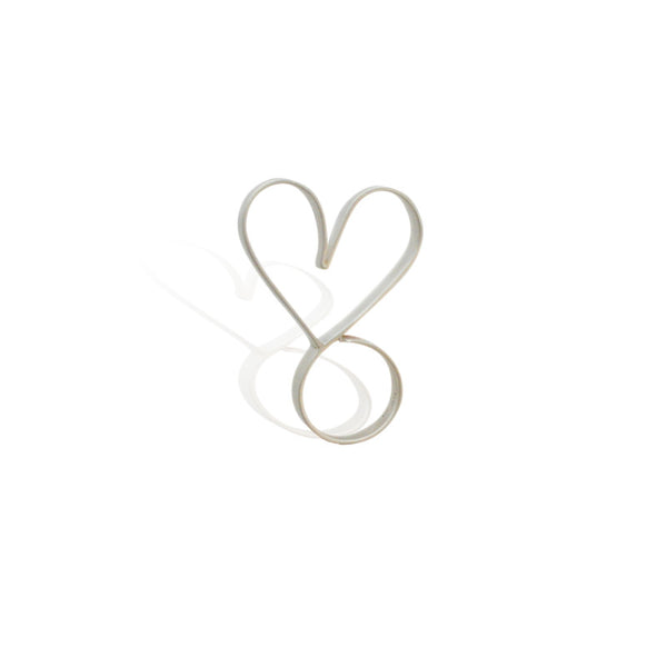 Ασημένιο χειροποίητο ανοιχτό δαχτυλίδι - καρδιά Νο1