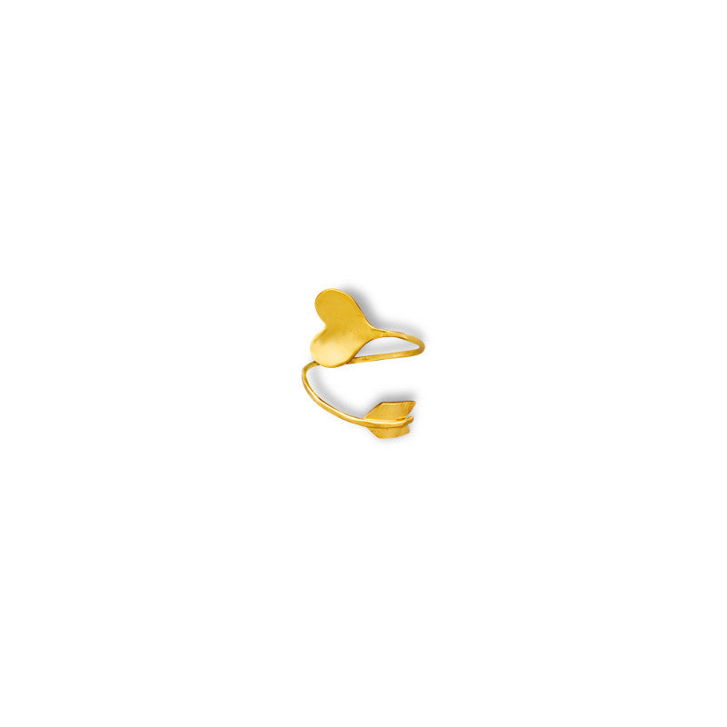 Χειροποίητο δαχτυλίδι αγάπης (καρδούλα-βέλος) από επίχρυσο ασήμι