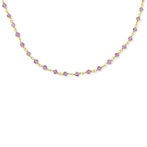 Rosario Gem necklace Κολιέ ροζάριο με ημιπολύτιμη πέτρα (amethyst-goldplated silver)