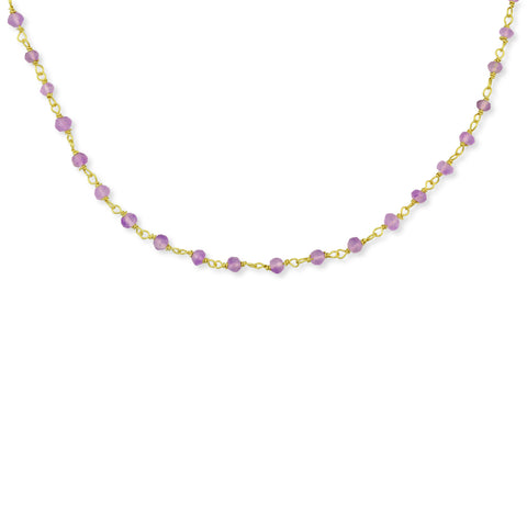 Rosario Gem necklace Κολιέ ροζάριο με ημιπολύτιμη πέτρα (amethyst-goldplated silver)