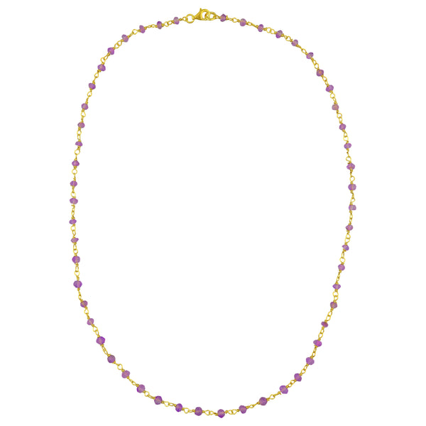 Rosario Gem necklace Κολιέ ροζάριο με ημιπολύτιμη πέτρα (amethyst-goldplated silver) No1