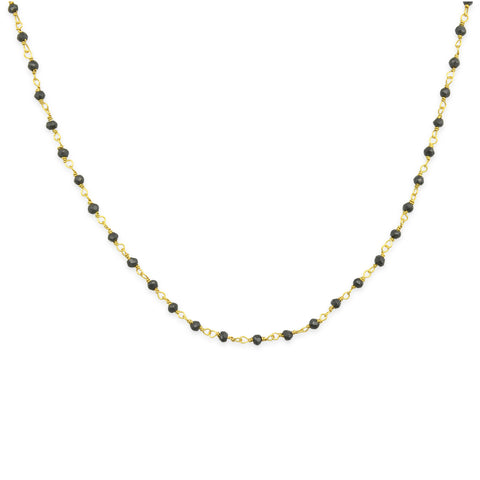 Rosario Gem necklace Κολιέ ροζάριο με ημιπολύτιμη πέτρα (black spinel-goldplated silver) Νο1