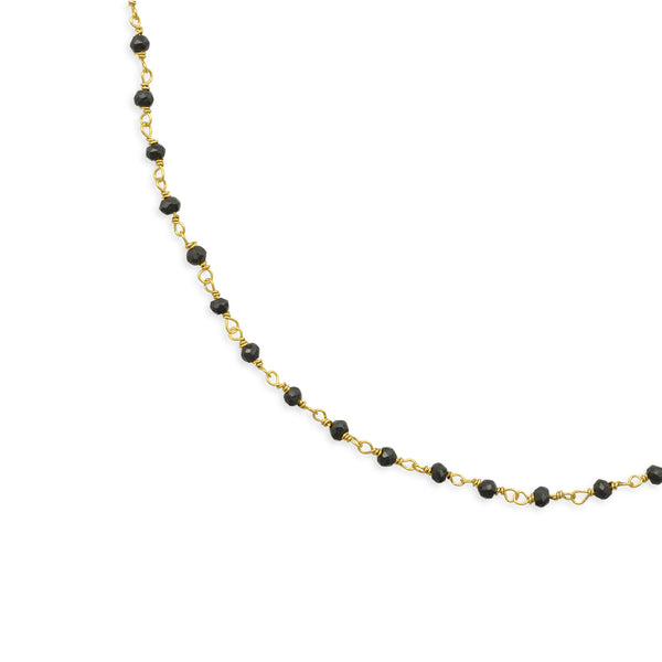 Rosario Gem necklace Κολιέ ροζάριο με ημιπολύτιμη πέτρα (black spinel-goldplated silver) Νο2