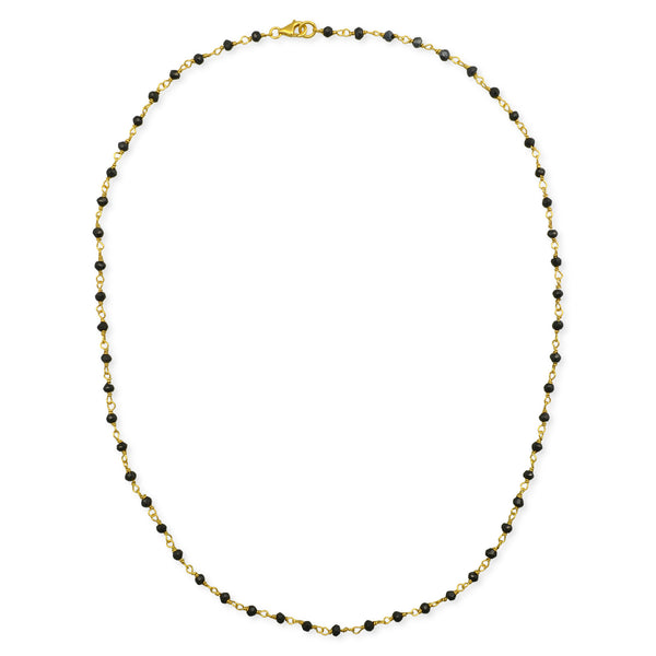 Rosario Gem necklace Κολιέ ροζάριο με ημιπολύτιμη πέτρα (black spinel-goldplated silver) Νο3