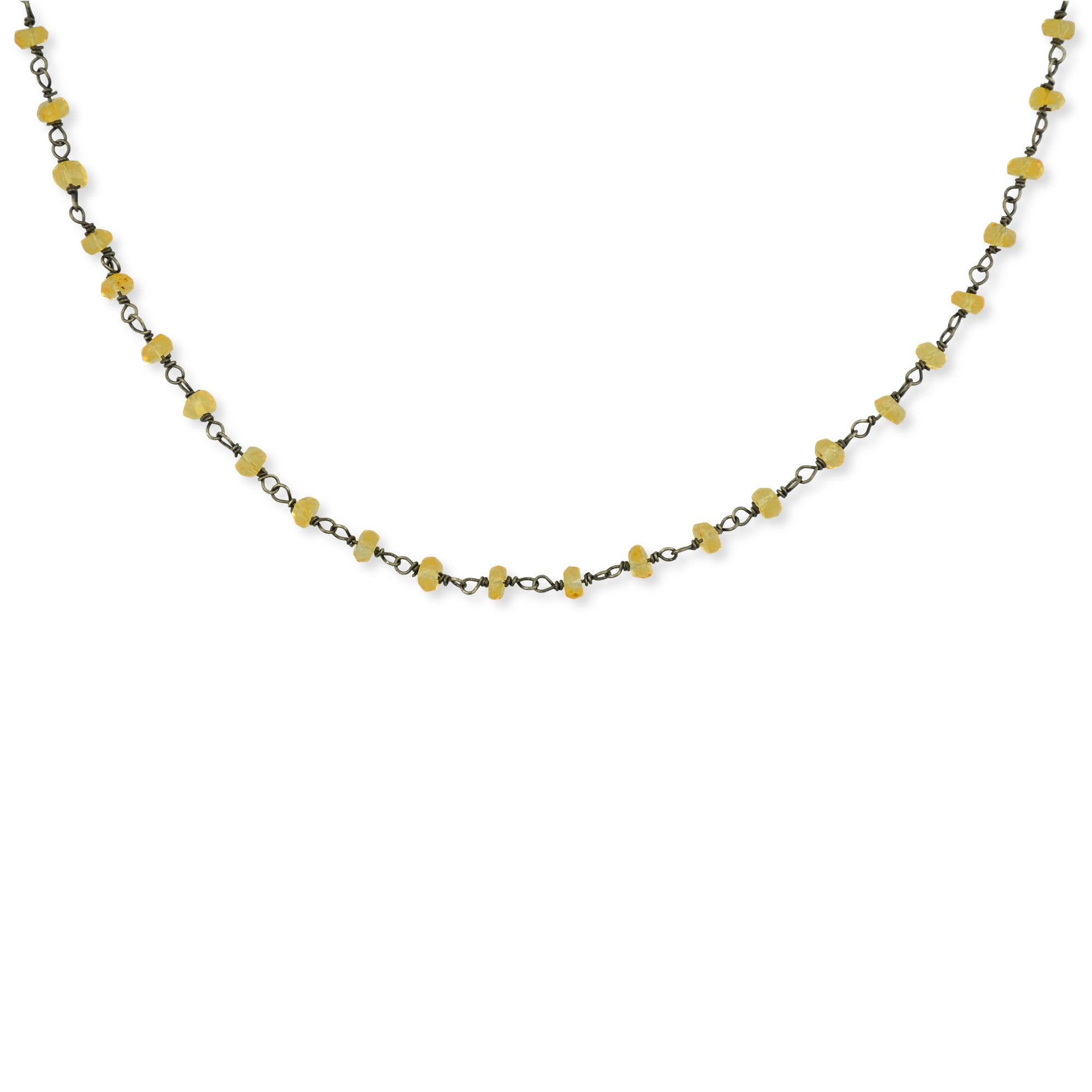 Rosario Gem necklace Κολιέ ροζάριο με ημιπολύτιμη πέτρα (citrine-oxidised silver)