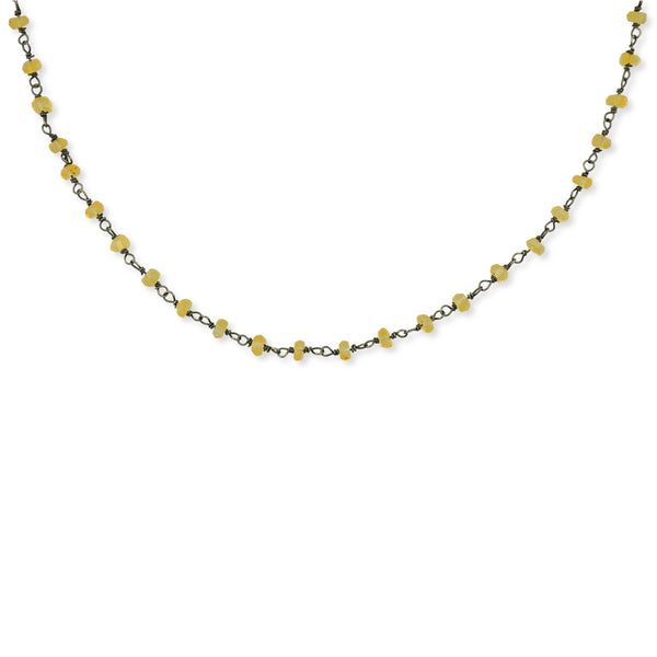Rosario Gem necklace Κολιέ ροζάριο με ημιπολύτιμη πέτρα (citrine-oxidised silver)