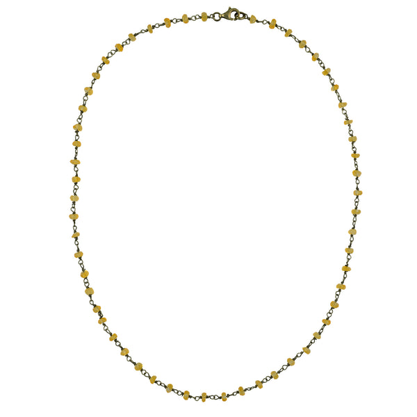 Rosario Gem necklace Κολιέ ροζάριο με ημιπολύτιμη πέτρα (citrine-oxidised silver) No1