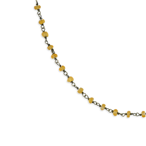 Rosario Gem necklace Κολιέ ροζάριο με ημιπολύτιμη πέτρα (citrine-oxidised silver) No2