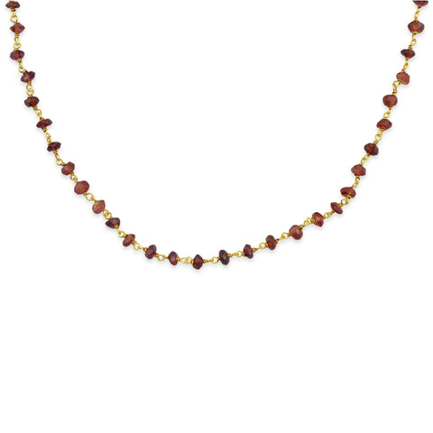 Rosario Gem necklace Κολιέ ροζάριο με ημιπολύτιμη πέτρα (garnet-goldplated silver)