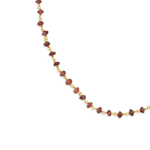 Rosario Gem necklace Κολιέ ροζάριο με ημιπολύτιμη πέτρα (garnet-goldplated silver) No2