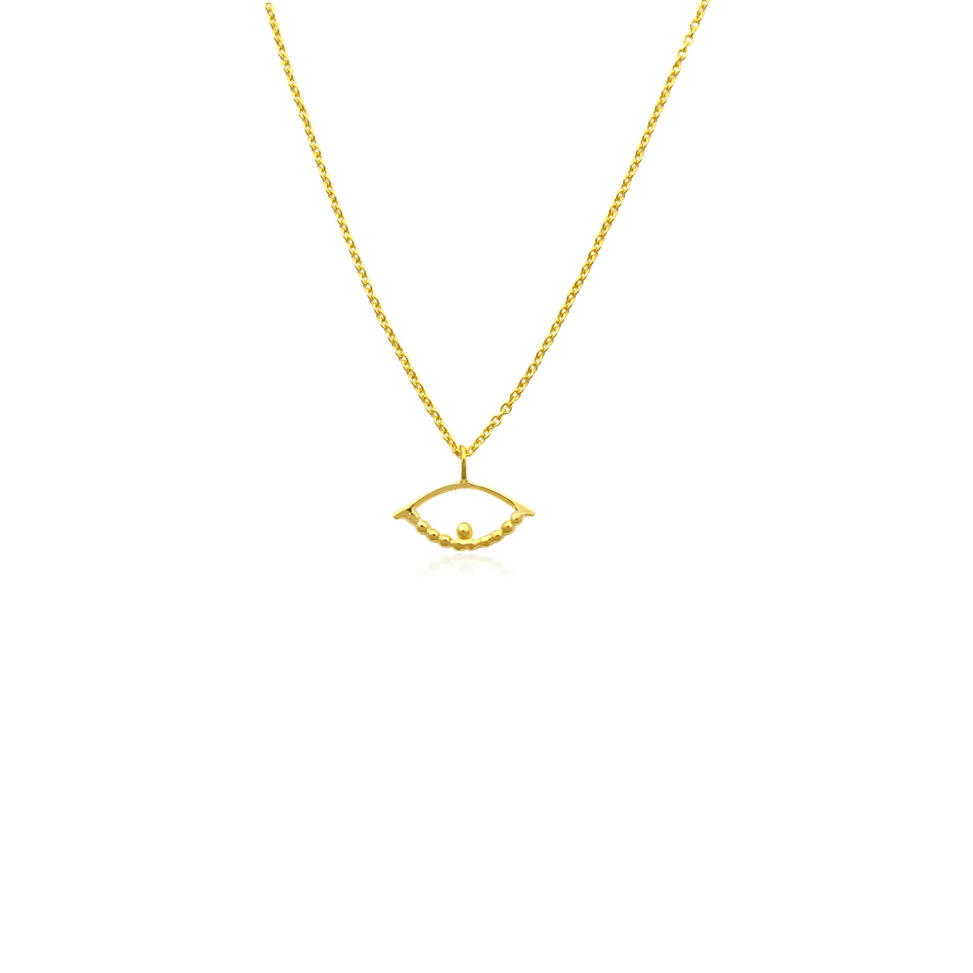 Dotted down evil eye pendant Επίχρυσο ματάκι με αλυσίδα (gold plated silver) No1