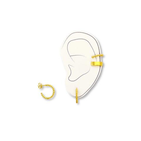 Σετ κρίκοι χειροποίητα χρυσά σκουλαρίκια και ear cuffs (gold-plated) No1