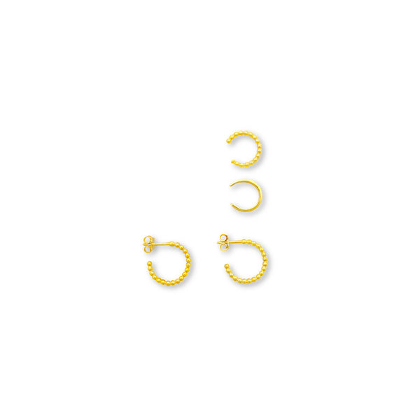 Σετ κρίκοι χειροποίητα χρυσά σκουλαρίκια και ear cuffs (gold-plated) No2