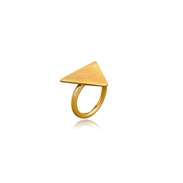 Χειροποίητο επίχρυσο ασημένιο δαχτυλίδι - ισοσκελές τρίγωνο Νο1