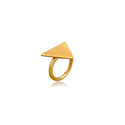 Χειροποίητο επίχρυσο ασημένιο δαχτυλίδι - ισοσκελές τρίγωνο Νο1