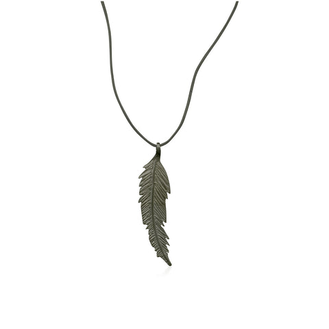 Feather ανδρικό μενταγιόν μαύρο φτερό (black rhodium plated) Νο1