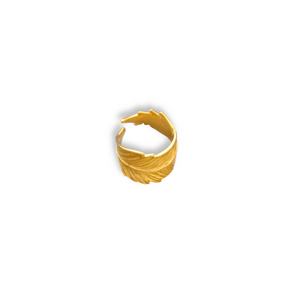 Επίχρυσο φτερό-ανοιχτό δαχτυλίδι από ασήμι φτιαγμένο στο χέρι Νο2