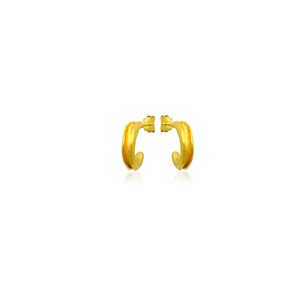 Flow Hoops small Χρυσά σκουλαρίκια κρίκοι με ανάγλυφη επιφάνεια (gold plated) No3
