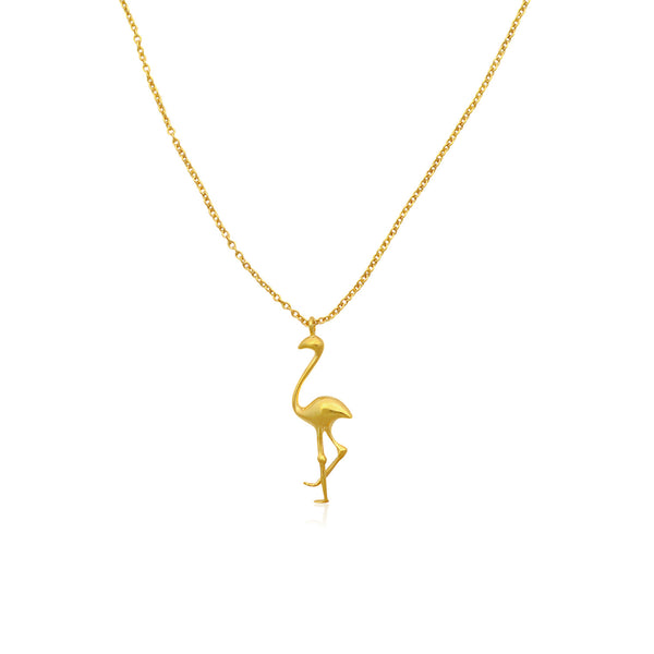 Flamingo mini Κολιέ-αλυσίδα χρυσό χειροποίητο φλαμίνγκο (gold-plated) Νο1