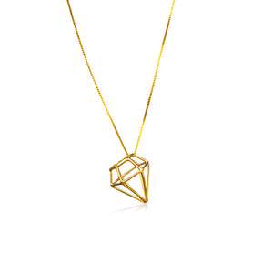 Χειροποίητο χρυσό μενταγιόν - διαμάντι με χρυσή αλυσίδα Νο1