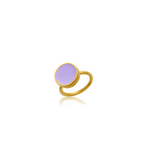 Χειροποίητο επιχρυσωμένο ασημένιο δαχτυλίδι με μοβ σμάλτο
