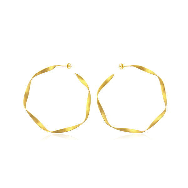 Twisted Hoops Χρυσοί χειροποίητοι κρίκοι - Large (gold-plated) Νο1