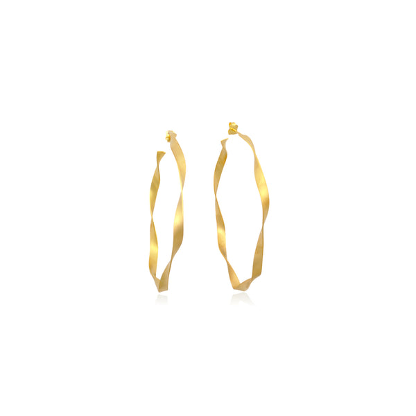 Twisted Hoops Χρυσοί χειροποίητοι κρίκοι - Large (gold-plated) Νο2